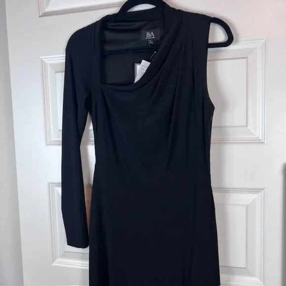 Betsy Adam One Shoulder Black Maxi Dress Size 6 Asymmetrical Formal Evening  Gown